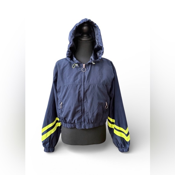 New Look Jackets & Blazers - New Look Navy Raincoat with Yellow Stripes